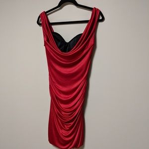 Red and black cocktail dress